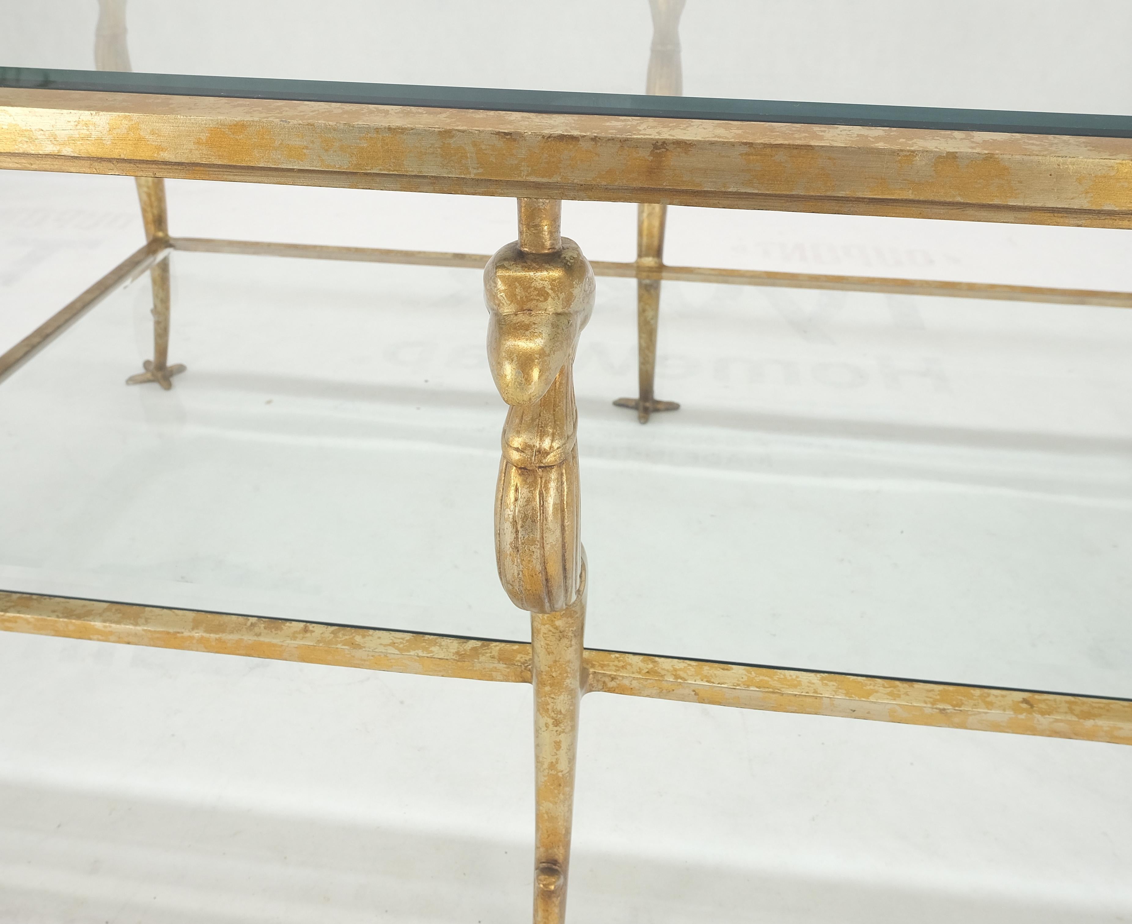 Silver Gilt Metal Glass Top Two Tier Eagle & Claw Motive Rectangle Coffee Table  For Sale 5
