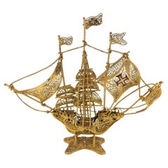 Silver-gilt miniature caravel