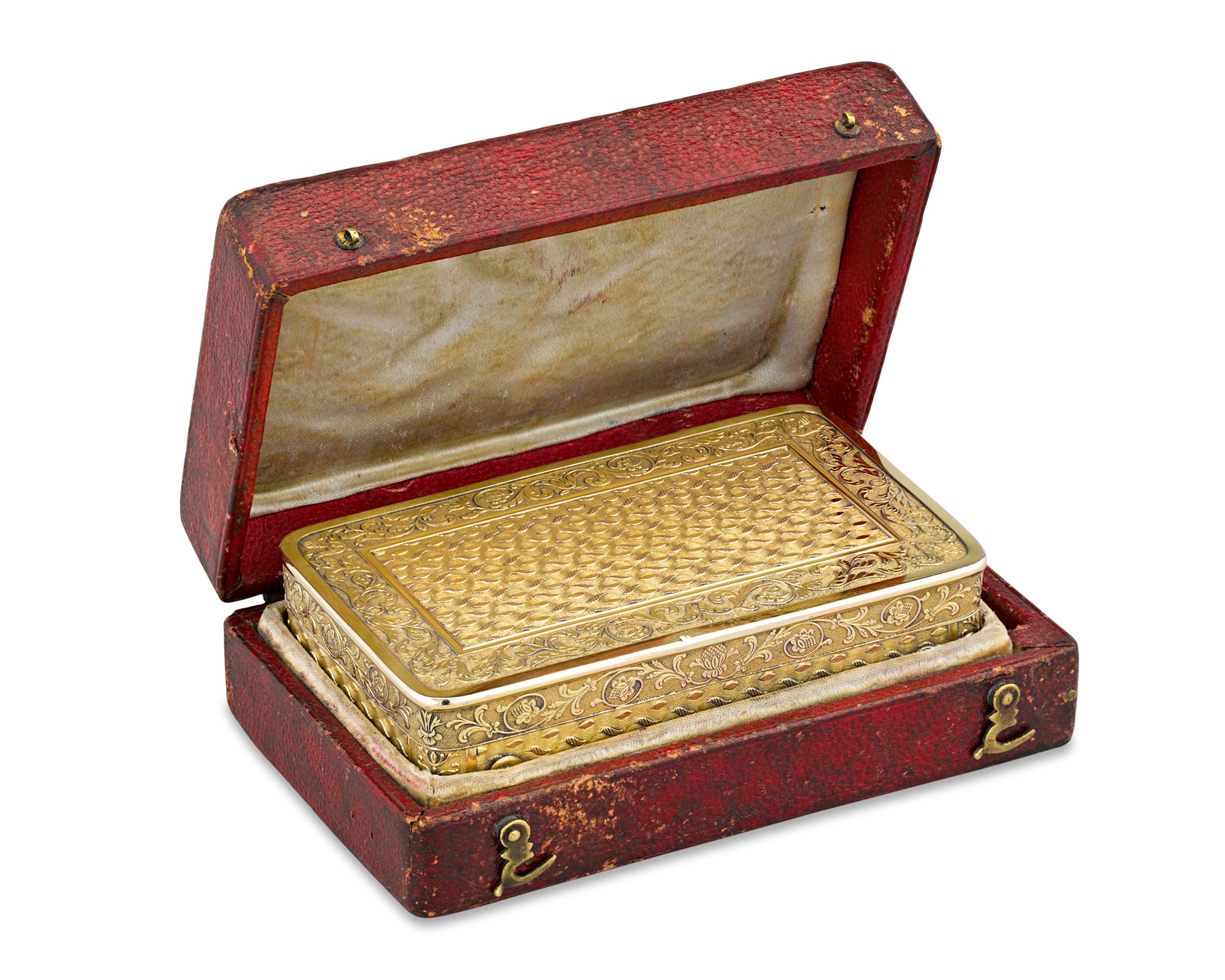 Neoclassical Silver-Gilt Musical Snuff Box by François Nicole For Sale