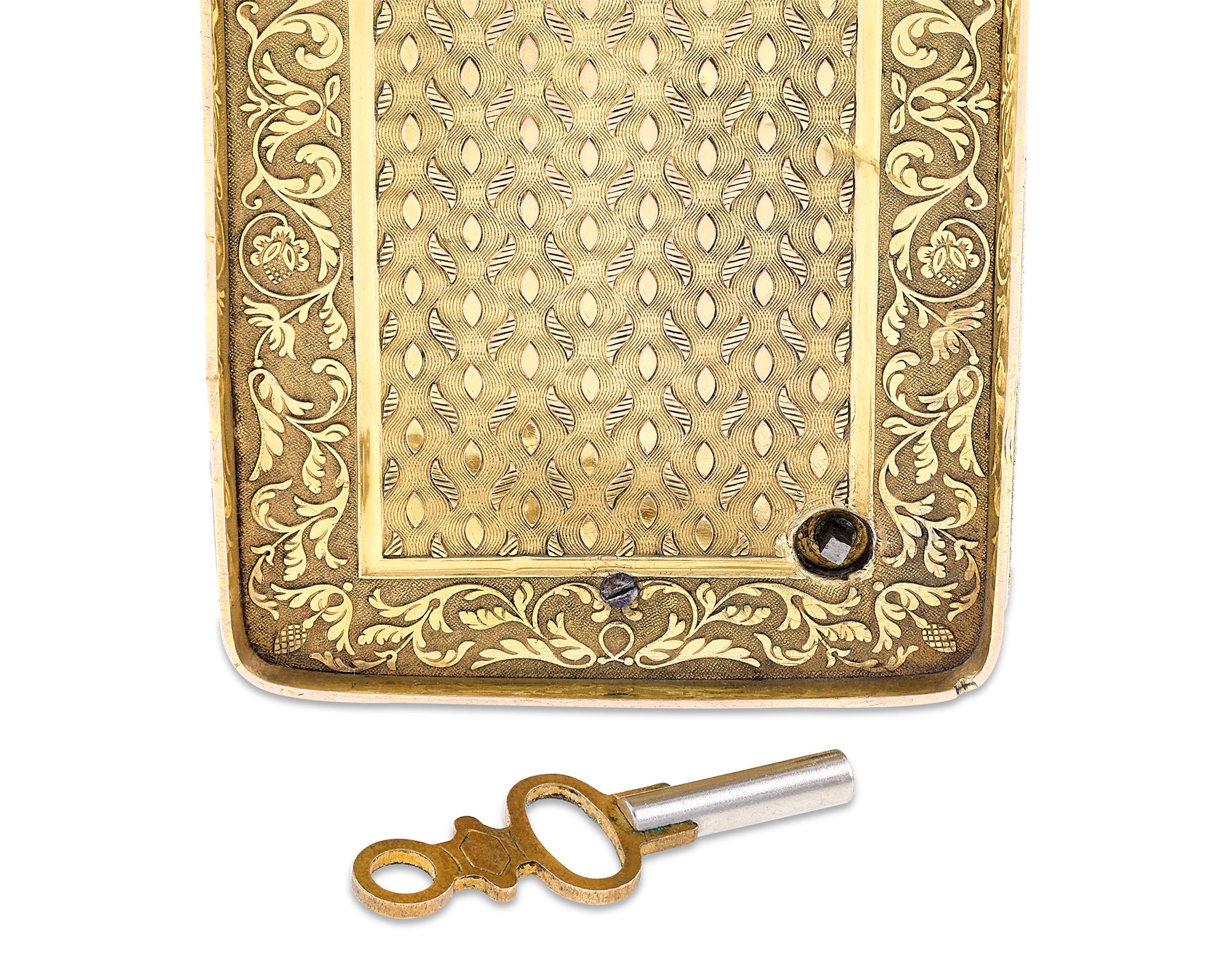 Swiss Silver-Gilt Musical Snuff Box by François Nicole For Sale