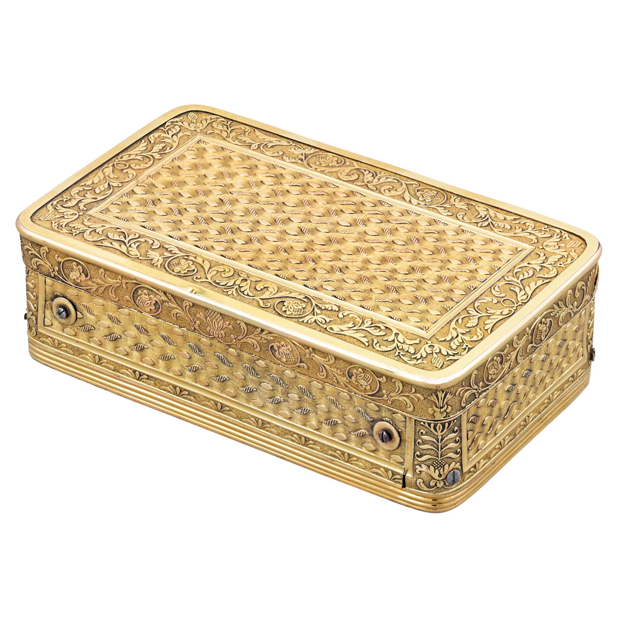 Silver-Gilt Musical Snuff Box by François Nicole For Sale