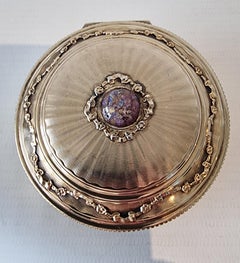 Silver Gilt Pill Box Engine Turned with English Hallmark for 1909