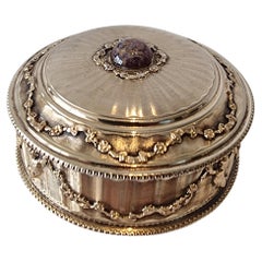 Silver Gilt Pill Box Engine Turned with English Hallmark for 1909