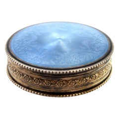Silver-gilt pill box with enamel florals, fleur-de-lis and gold interior