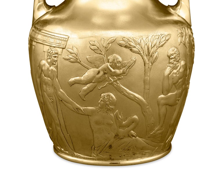 English Silver Gilt Portland Vase by Elkington & Co. For Sale
