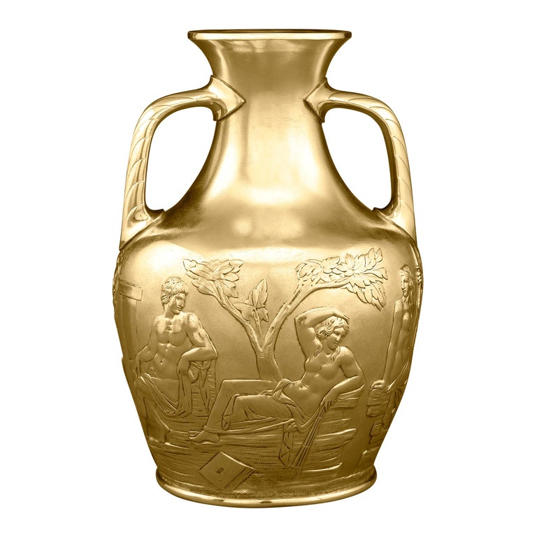 Silver Gilt Portland Vase by Elkington & Co. For Sale