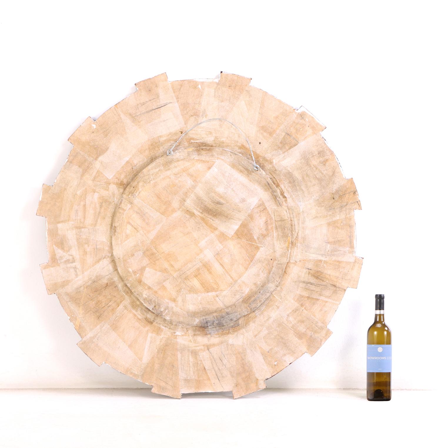 Mid-Century moderno Specchio convesso in resina argentata e vetro a foglia d'argento in stile 