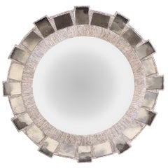 Silver-Gilt Resin and Silver Leaf Glass "Mazarin" Style Convex Mirror.