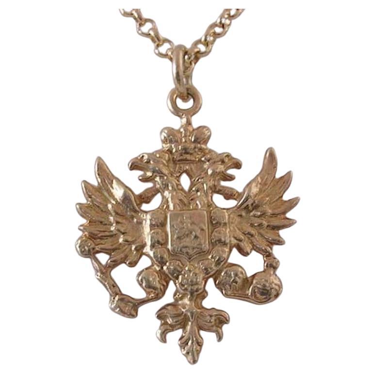 Silver-gilt Romanov Eagle Pendant by Marie Betteley For Sale