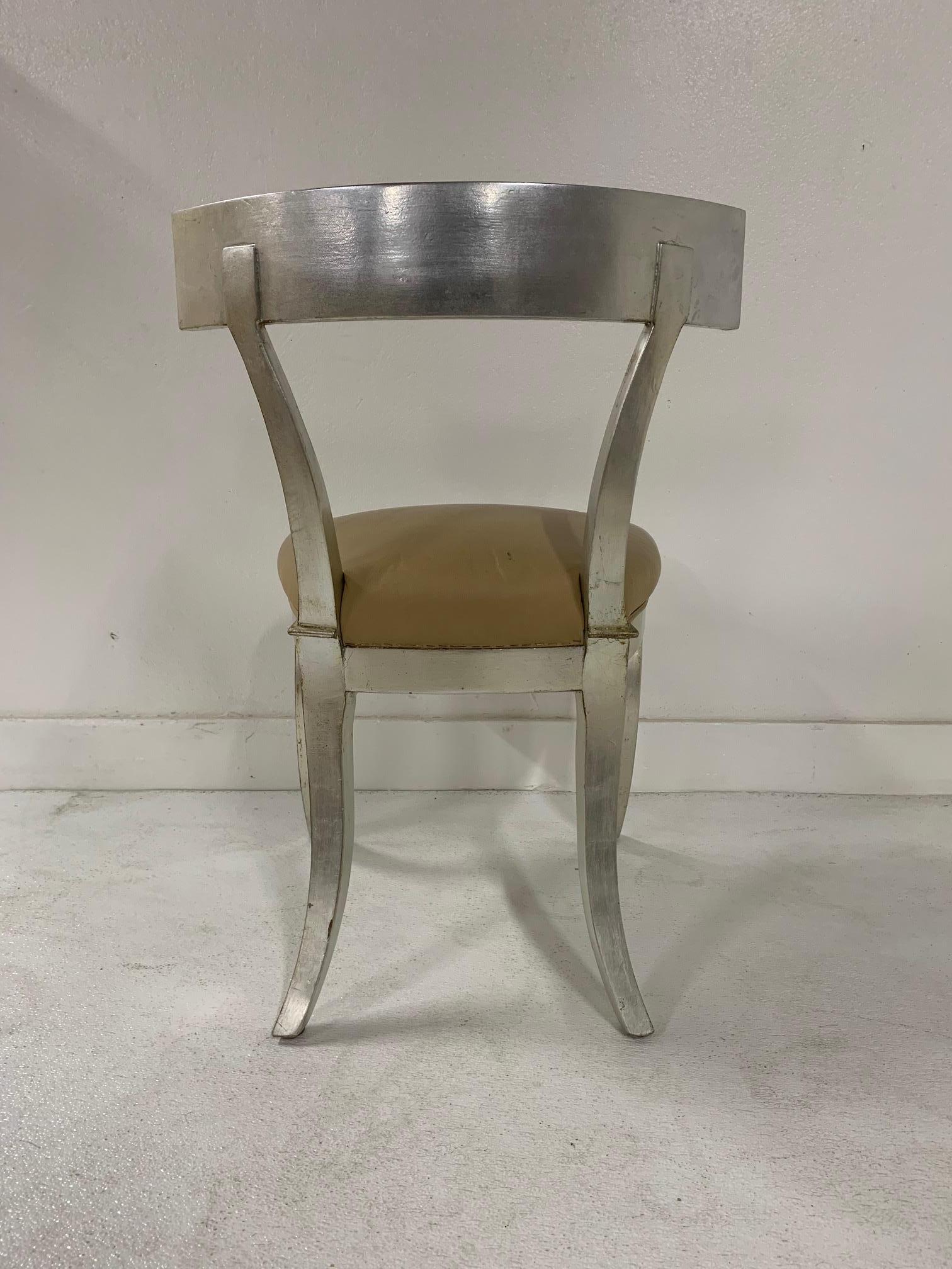 Silver Gilt Side Chair Style of Robsjohn-Gibbings In Good Condition For Sale In New York, NY