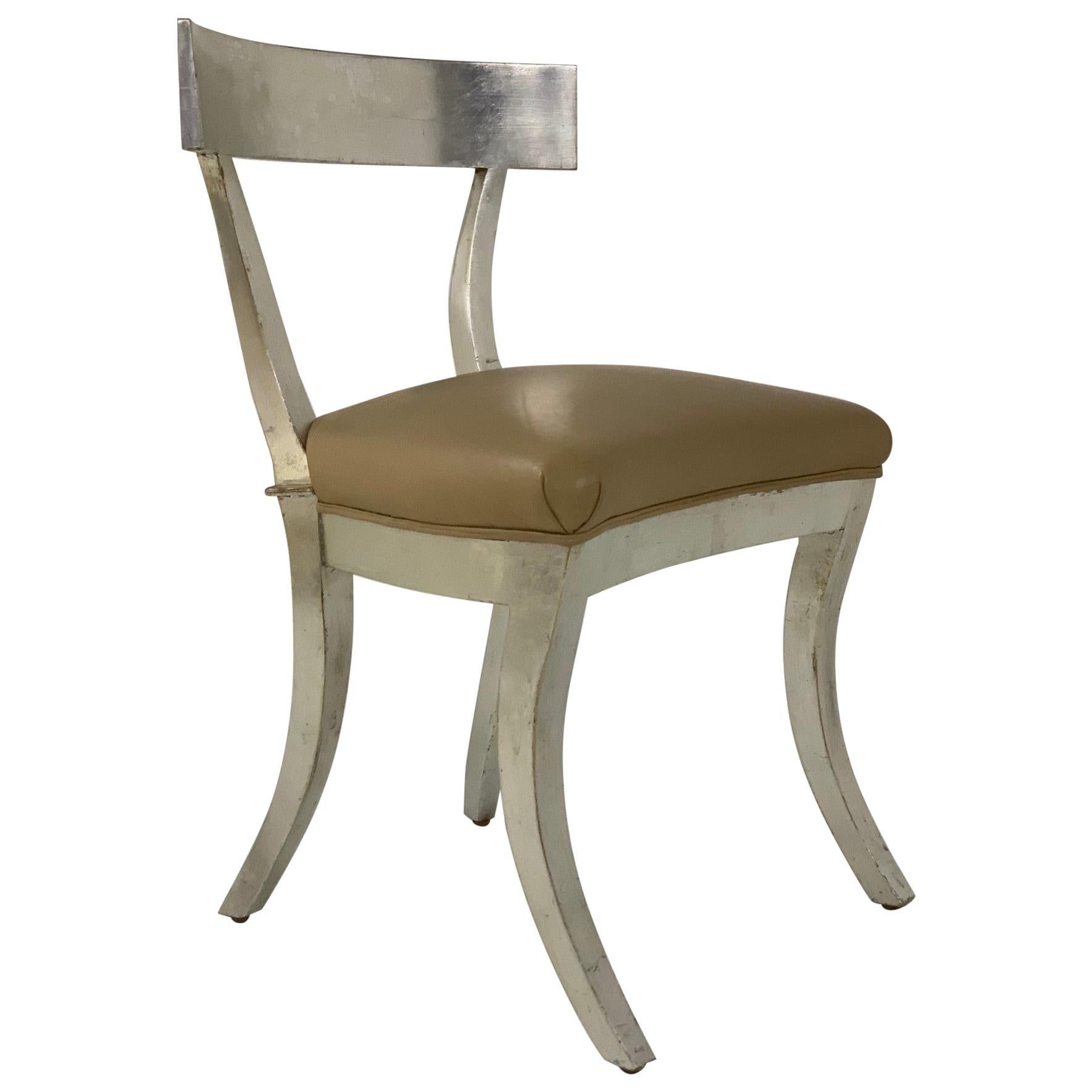 Silver Gilt Side Chair Style of Robsjohn-Gibbings For Sale