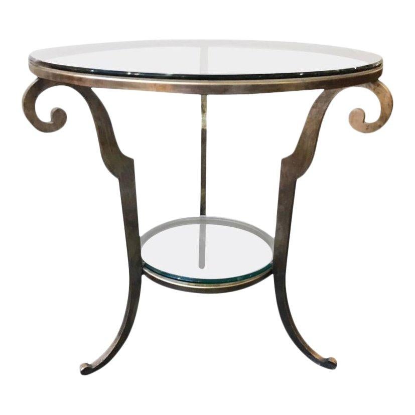 Silver Gilt Steel and Glass Round Side Table