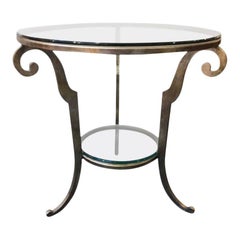 Silver Gilt Steel and Glass Round Side Table