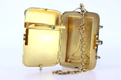 Silver-gilt toiletry box with blue cabochons and two compartments