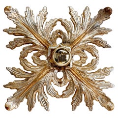 Vintage Silver Giltwood Florentine Flush Mount Light