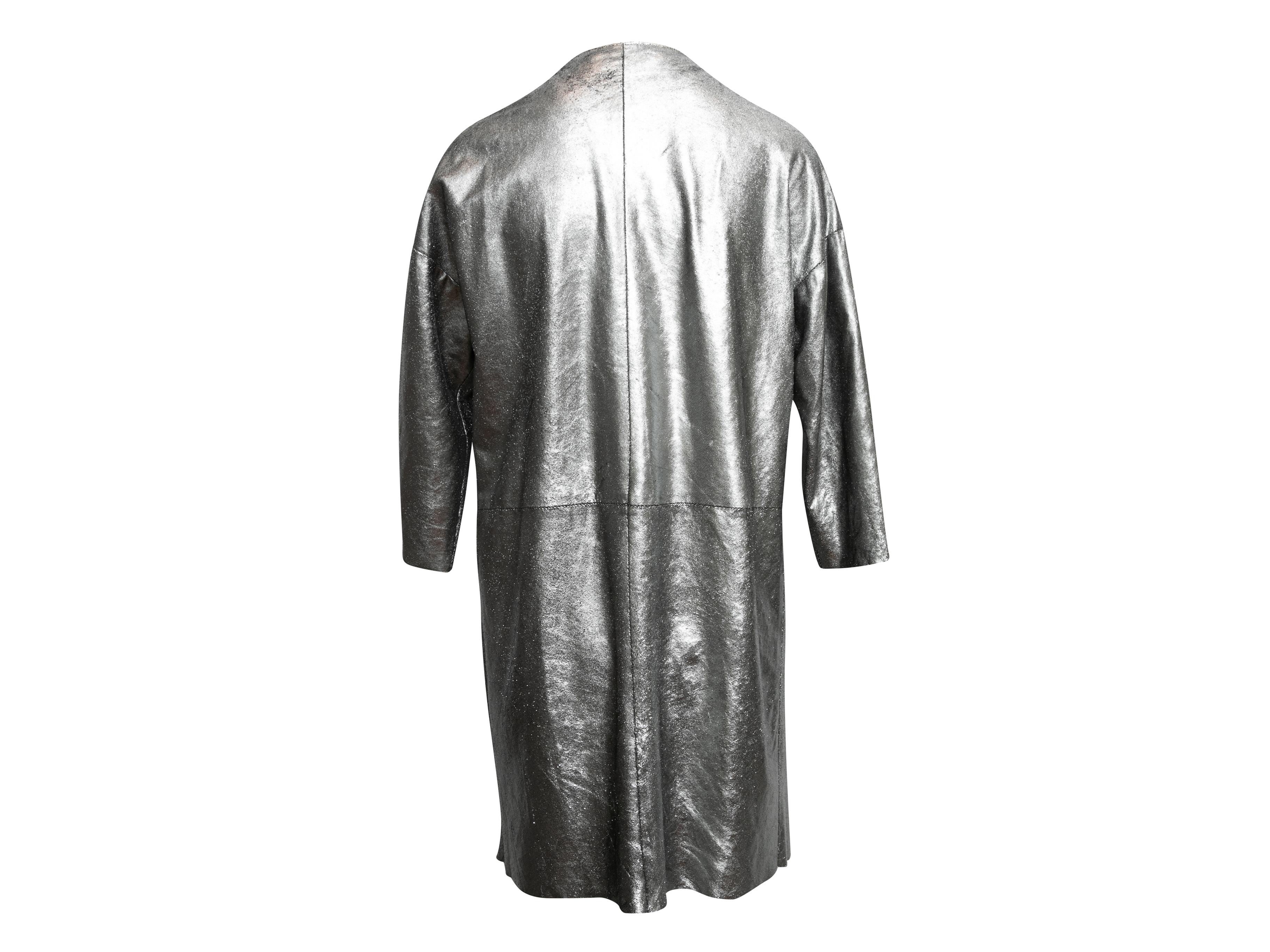 Silver Giorgio Brato Metallic Leather Jacket Size EU 44 For Sale 1
