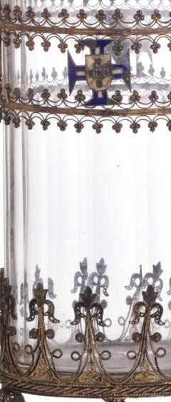 Silver - Glass and filigree silver jug - 19th century