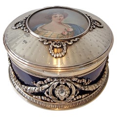 Silver & glass box with inset miniature  by Georg Adam Scheid