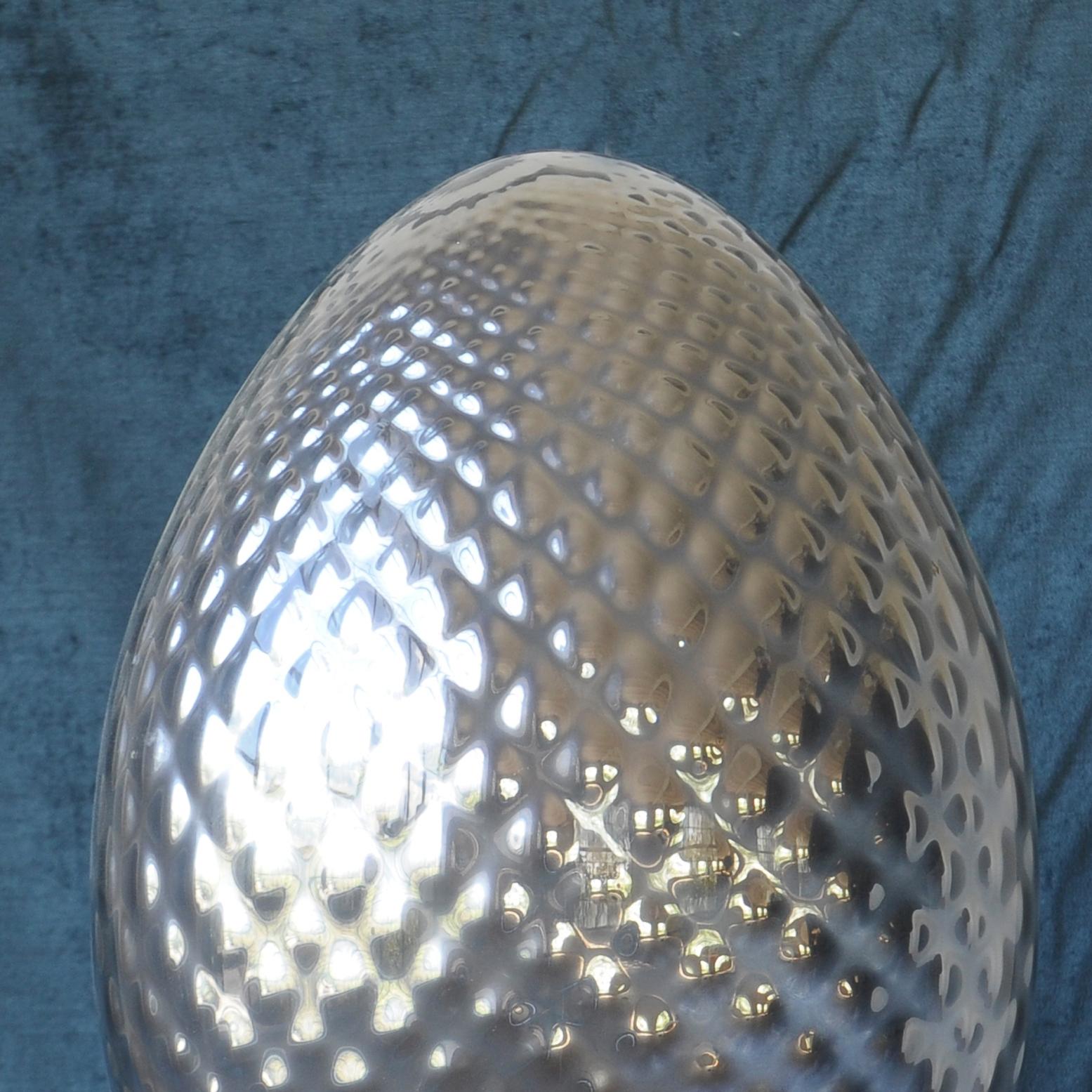 Modern Silver Glass Egg Lamp, Italy, 2000s For Sale