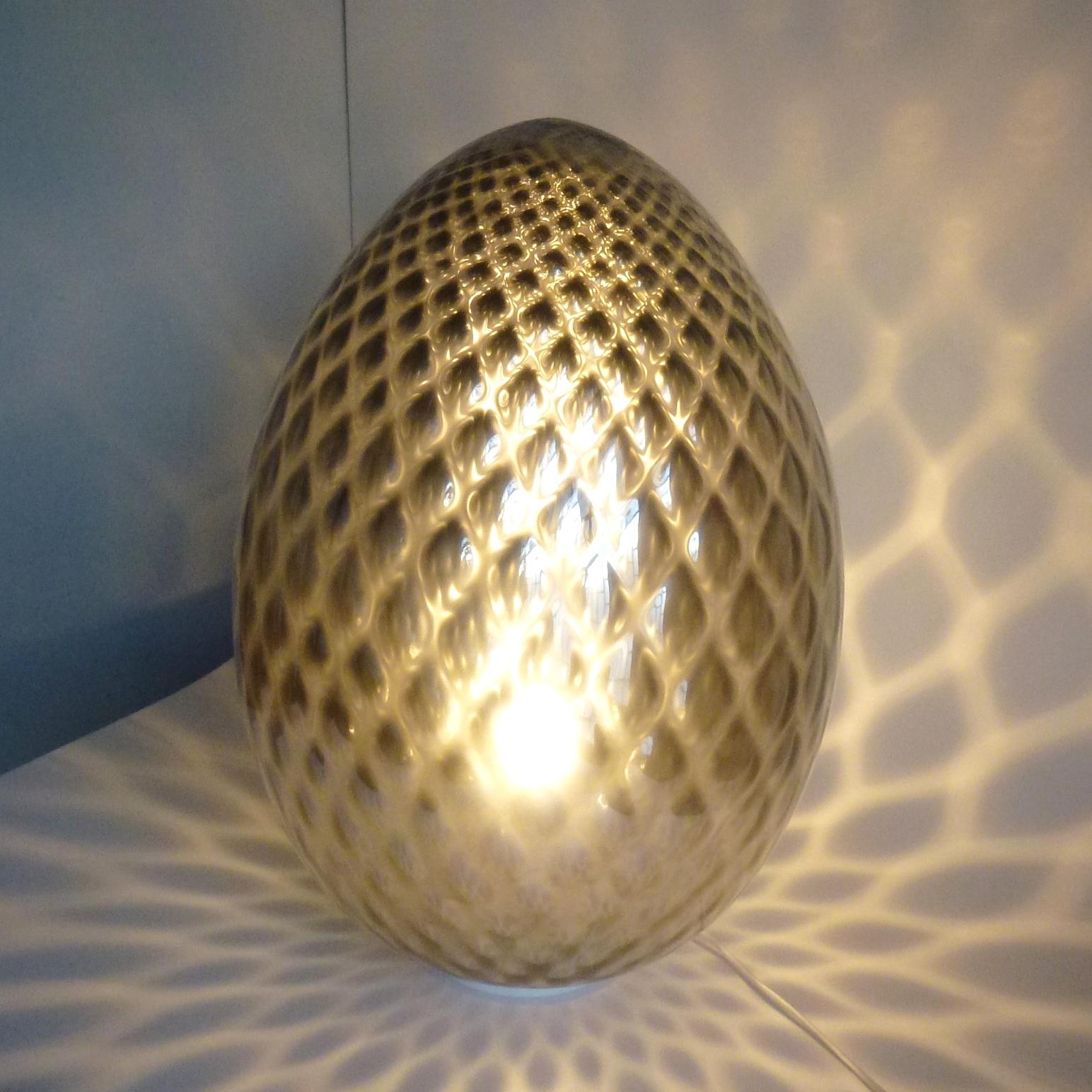 Silver Glass Egg Lamp, Italy, 2000s In Excellent Condition For Sale In BUDAPEST, HU
