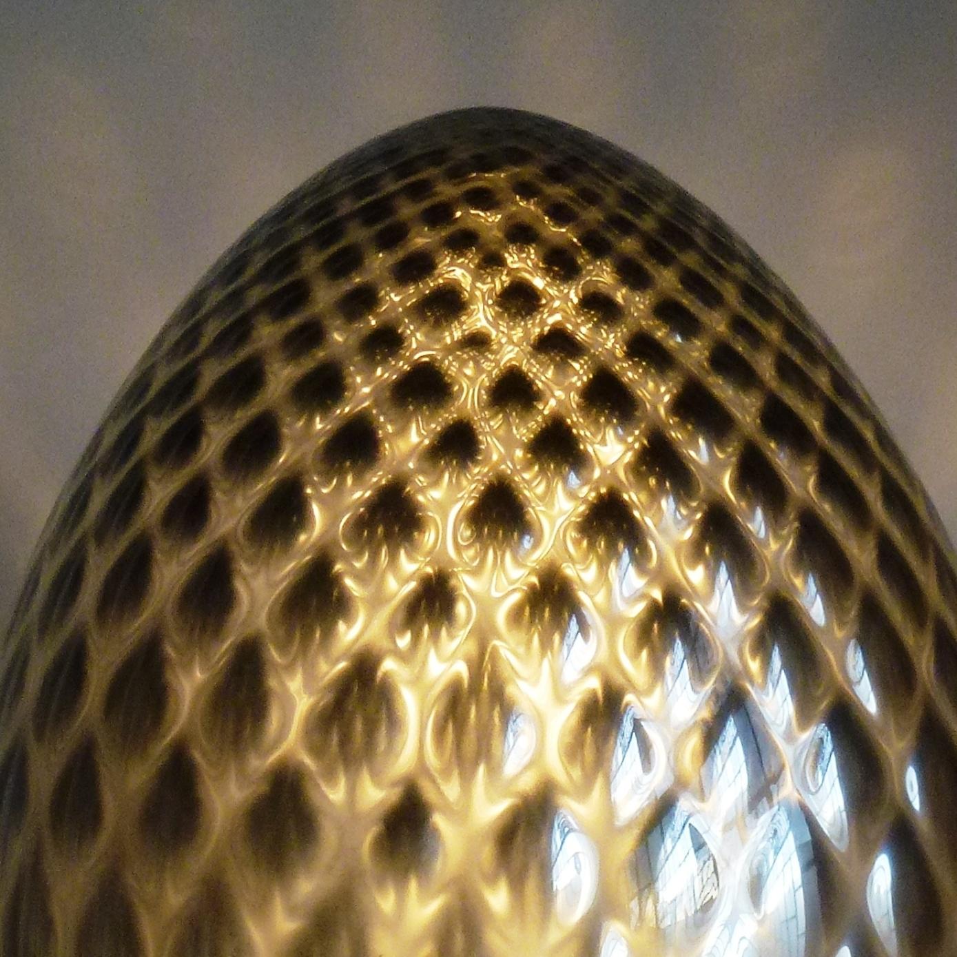 Contemporary Silver Glass Egg Lamp, Italy, 2000s For Sale