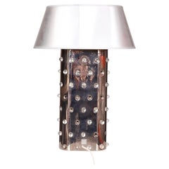 Silver glazed ceramic lamp by Hilton Mc Connico