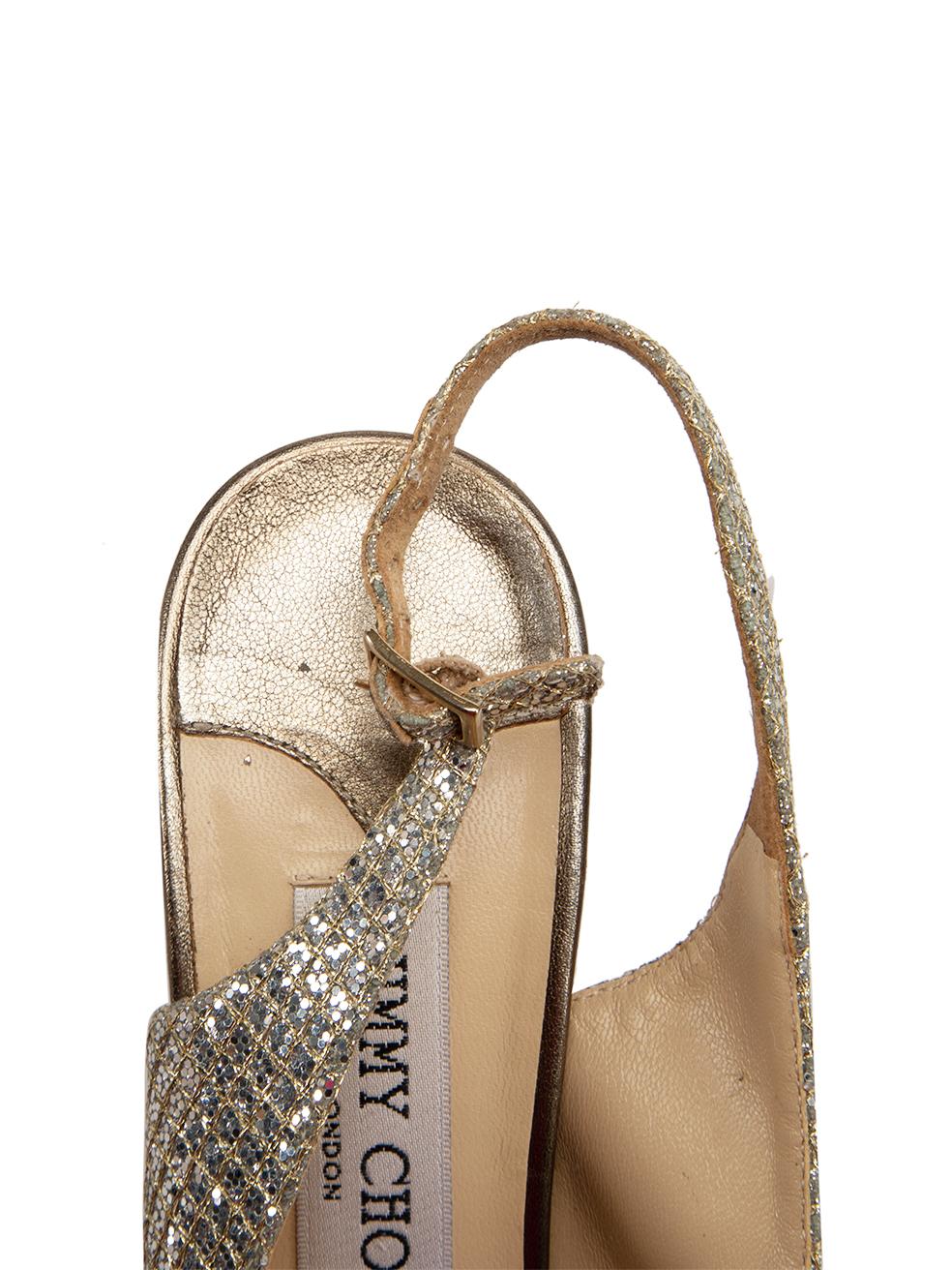 Silver Glitter Slingback Peep-Toe Heels Size IT 39 1