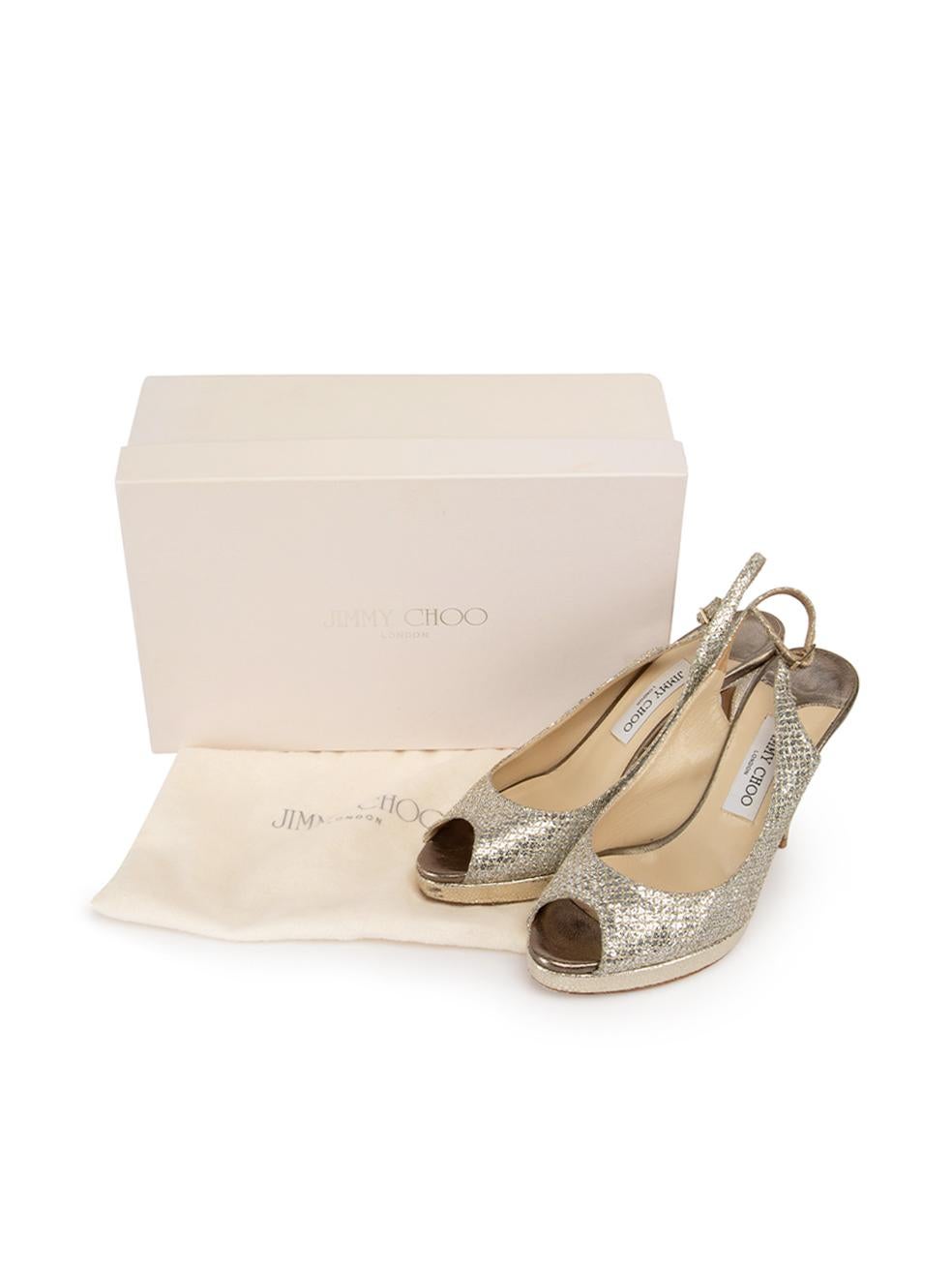 Silver Glitter Slingback Peep-Toe Heels Size IT 39 4