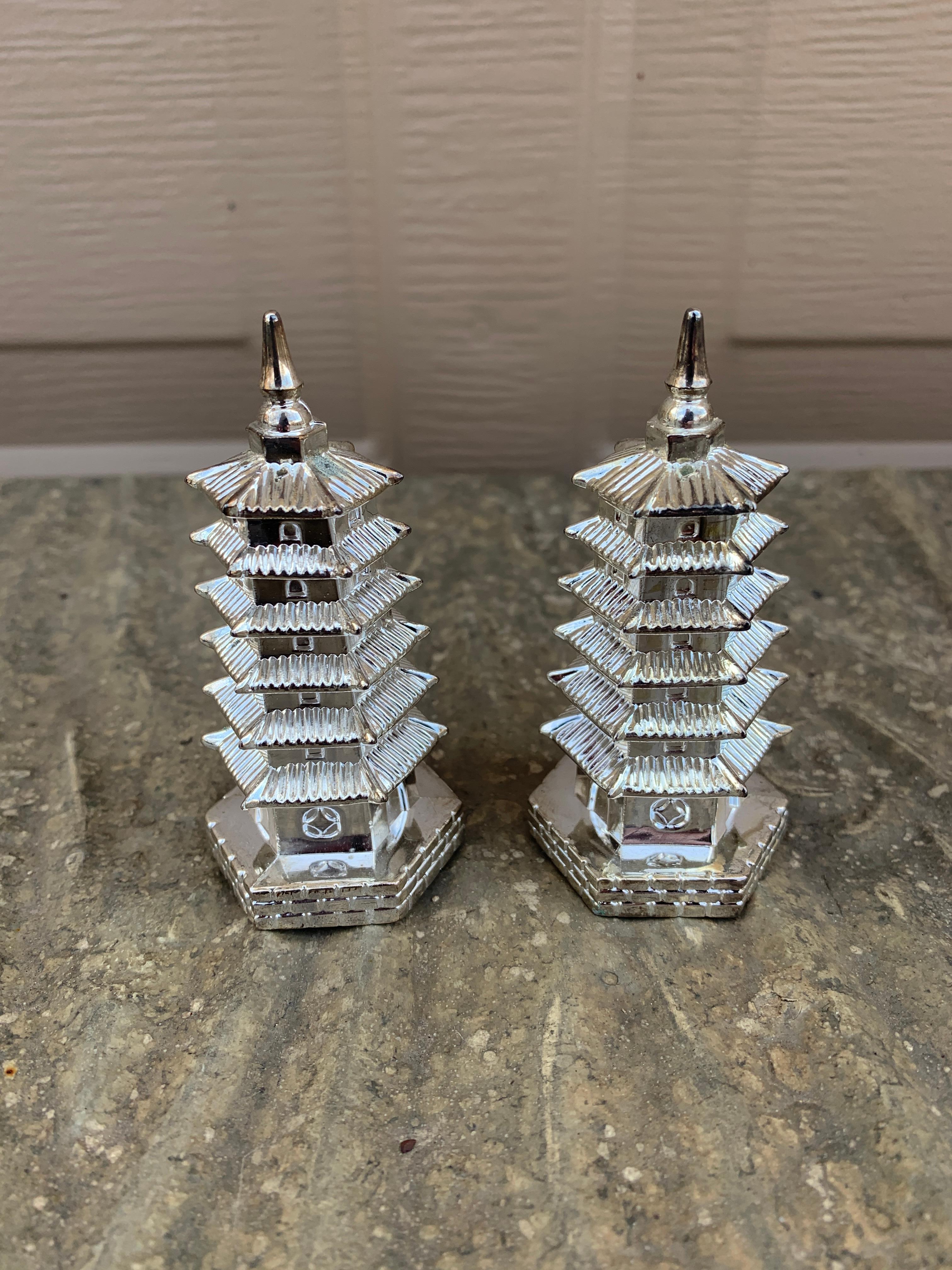 Salero y Pimentero Pagoda Godinger Chinoiserie de Plata Silver en venta