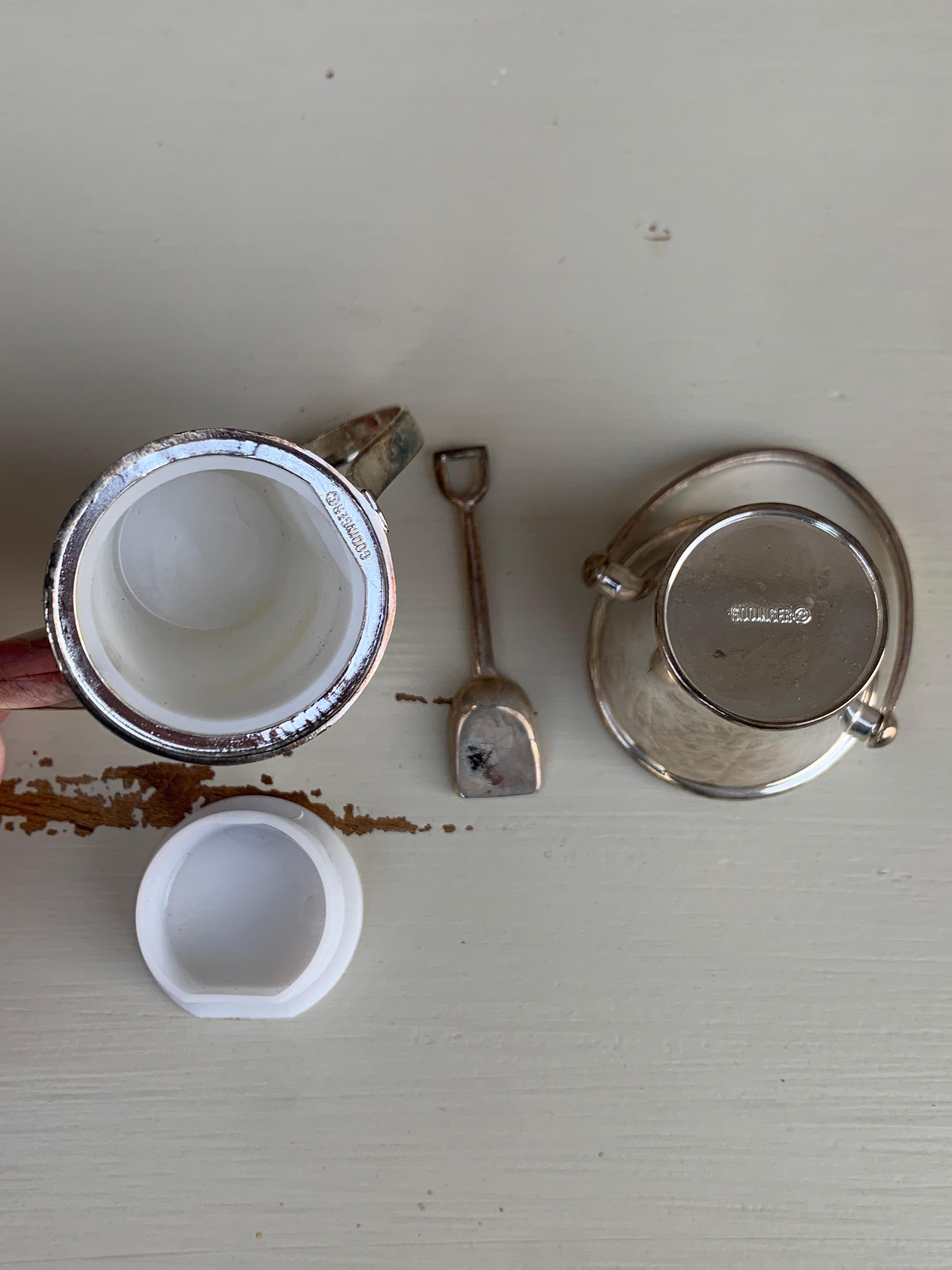 Silver Godinger Country Garden Pail and Watering Can Salt and Pepper Shakers For Sale 1