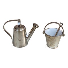 Silver Godinger Country Garden Pail and Watering Can Salt and Pepper Shakers Silver Godinger Country Garden Pail and Watering Can Salt and Pepper Shakers