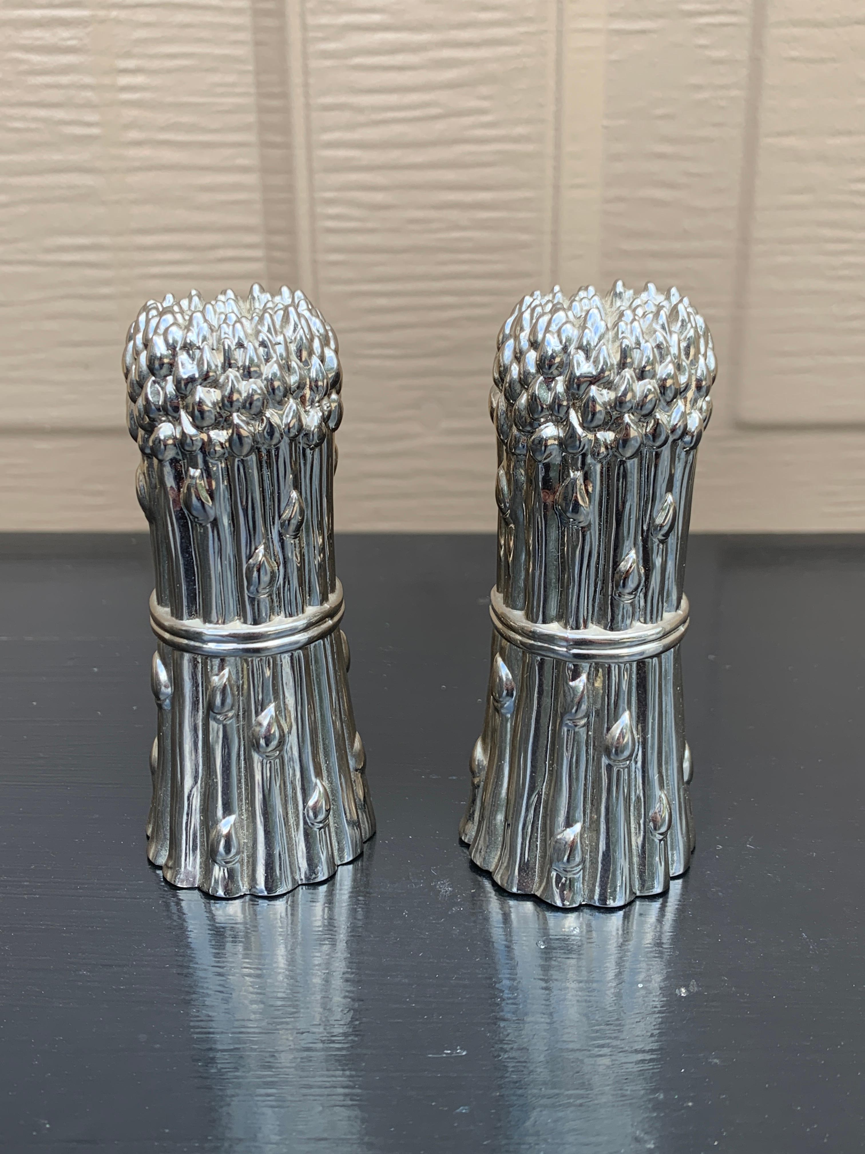 Argent Salière et poivrière en argent Godinger French Country Asparagus en vente