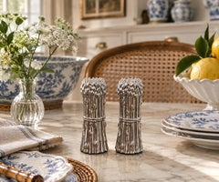 Late 20th Century Godinger Silver-Plated Asparagus Salt and Pepper Set