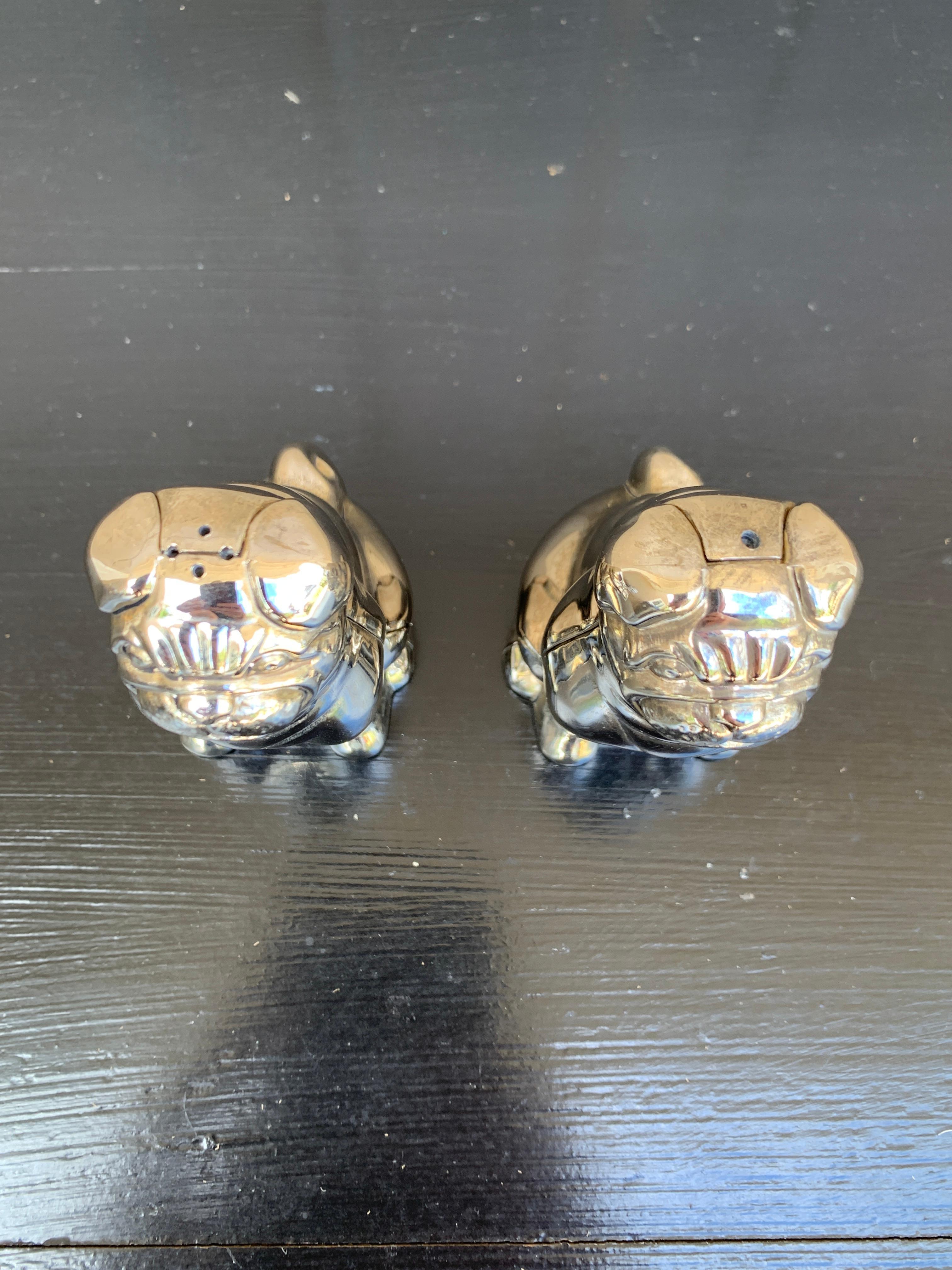 Shakers à sel et poivre en argent Godinger Pug Dog Bon état - En vente à Elkhart, IN