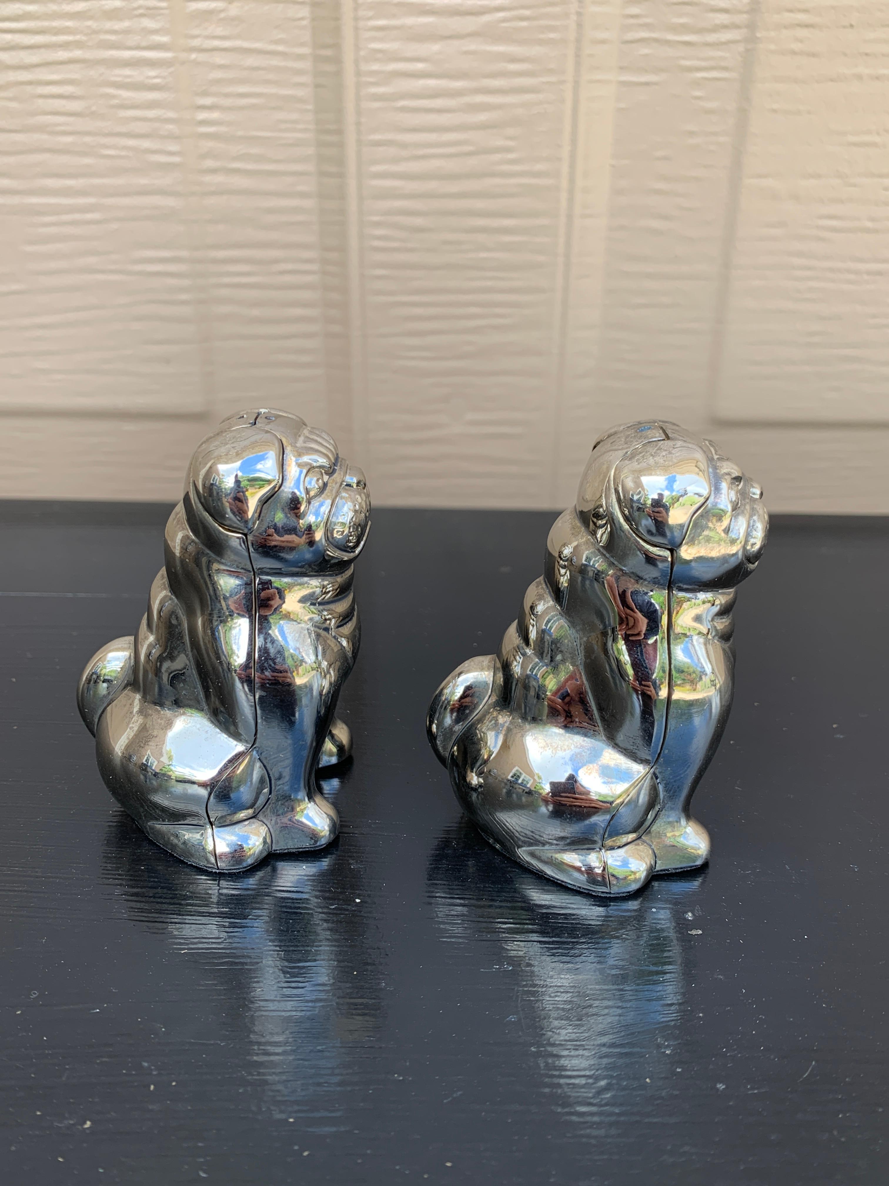 Shakers à sel et poivre en argent Godinger Pug Dog en vente 2