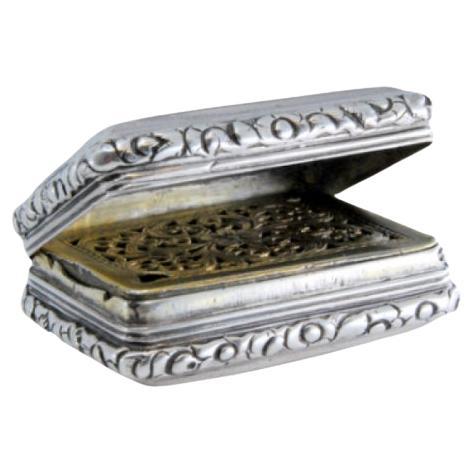 Silver-gold book-shaped vinaigrette with beaded lid and casing, George IV