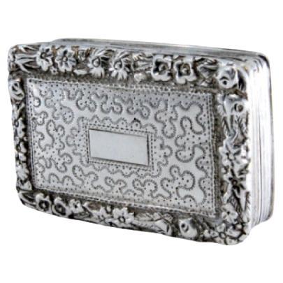 Silver-gold book-shaped vinaigrette with friezes, George IV era