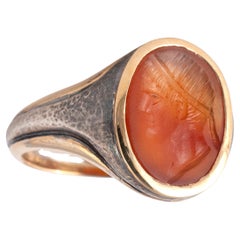 Blackened Silver & Gold Carnelian Ring depicting Julius Caesar 18th century