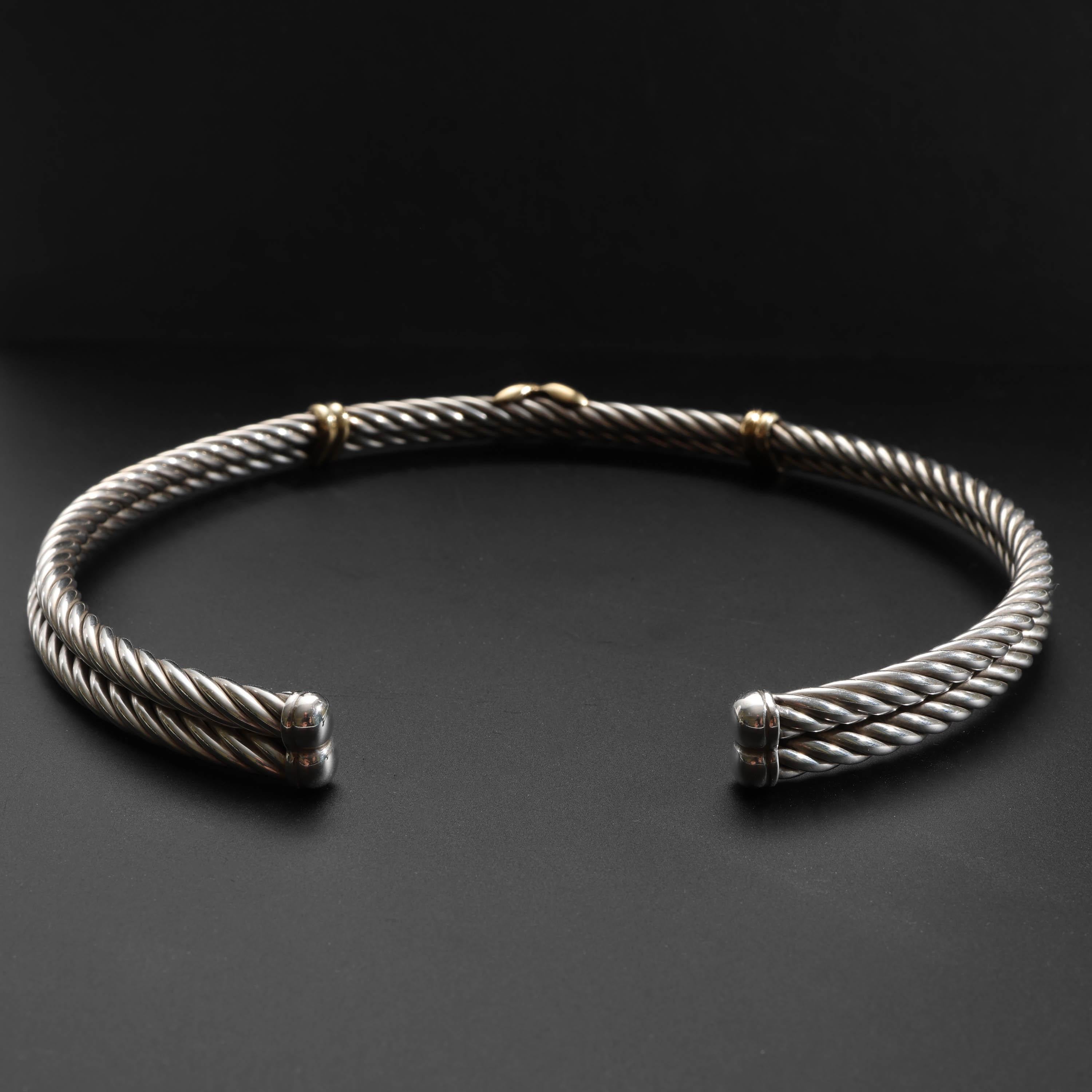 A Silver & Gold Choker Necklace Vintage Italian Excellent état - En vente à Southbury, CT