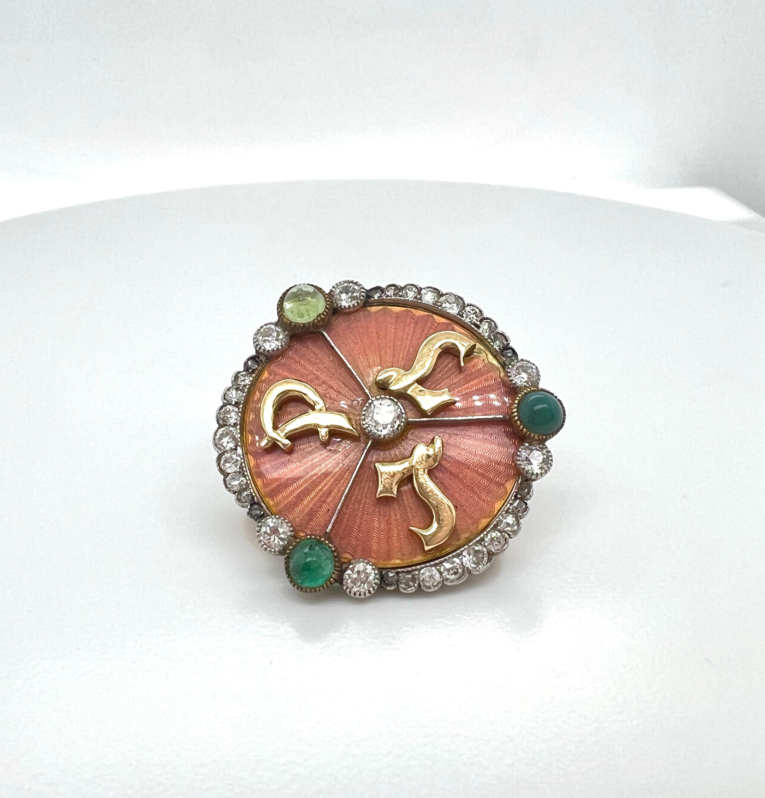 Gemelli in argento, oro, diamanti, smalto e gemme multicolore In condizioni ottime in vendita a New York, NY