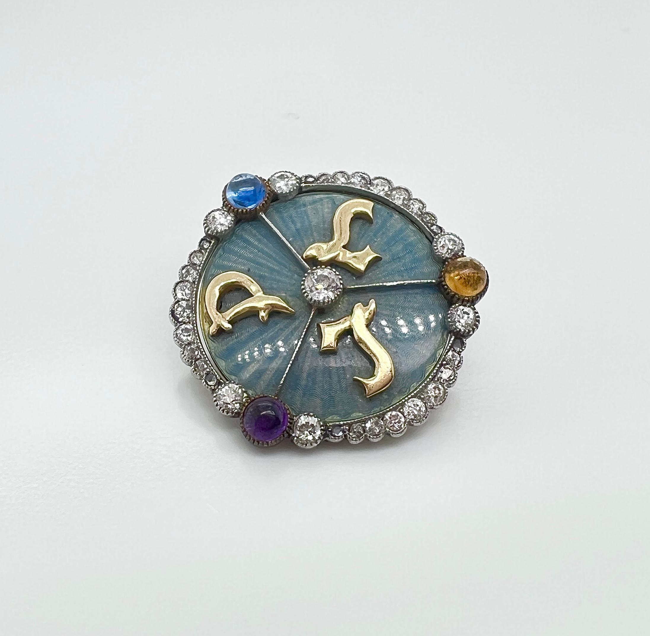 Uomo Gemelli in argento, oro, diamanti, smalto e gemme multicolore in vendita