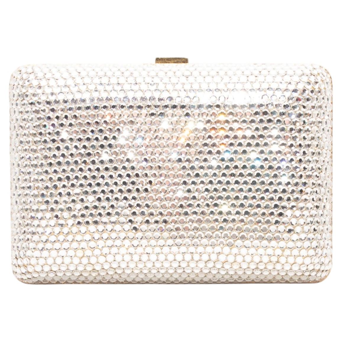 Pre-owned Judith Leiber Silver & Gold  Crystal-embellished Hard Shell Clutch In Sand
