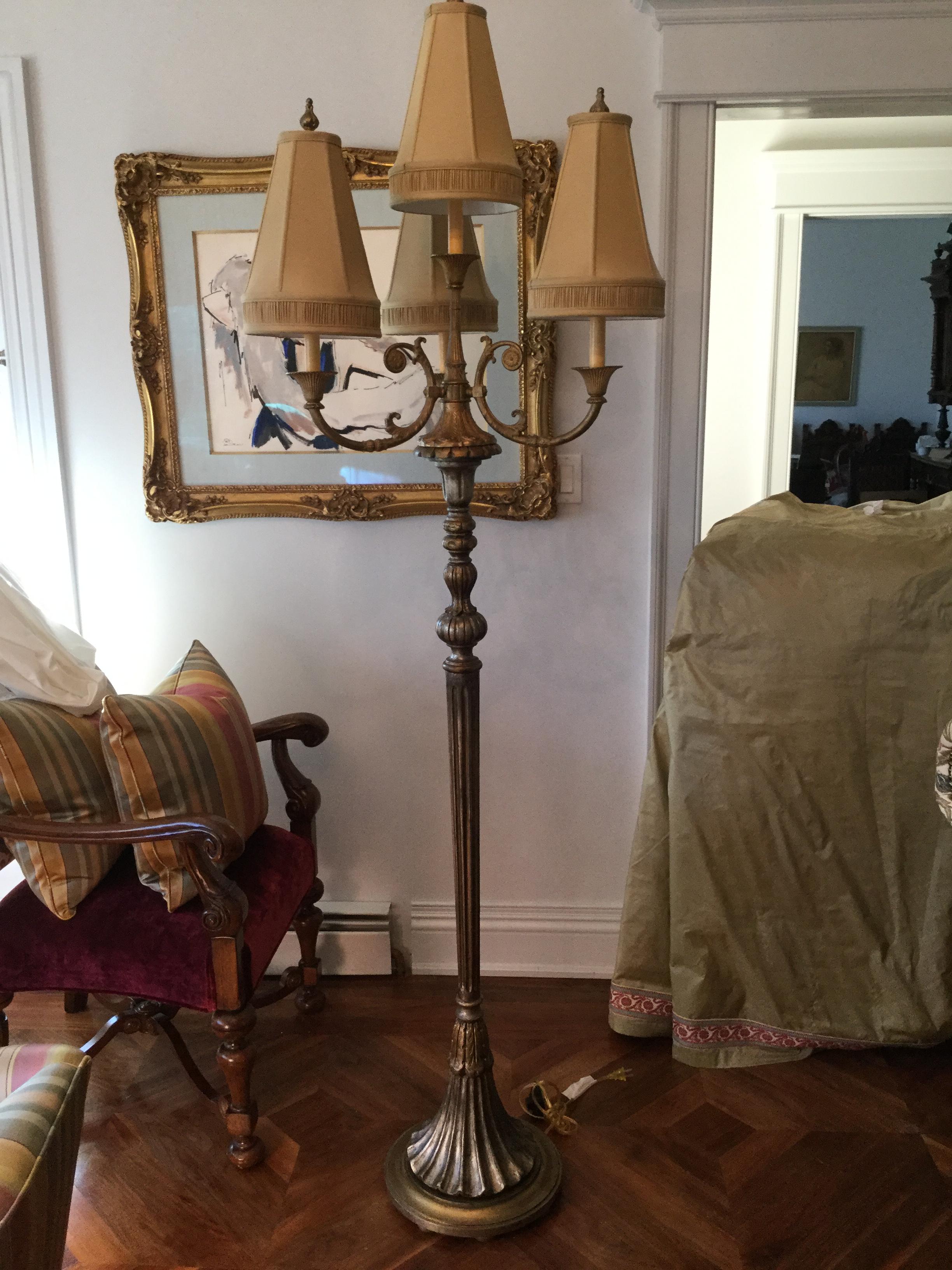 20th Century Silver and Gold Leaf Floor Lamp For Sale