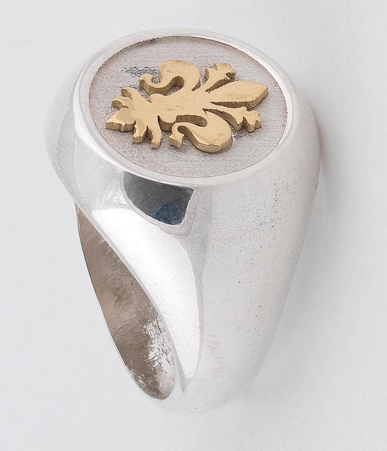 Silver Gold Lily of Florence Signet Ring For Sale at 1stDibs | lily signet  ring, lily of florence
