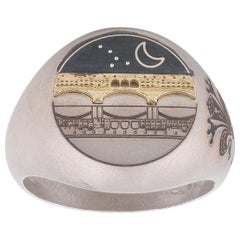 Silver Gold Odl Bridge Lily of Florence Signet Ring