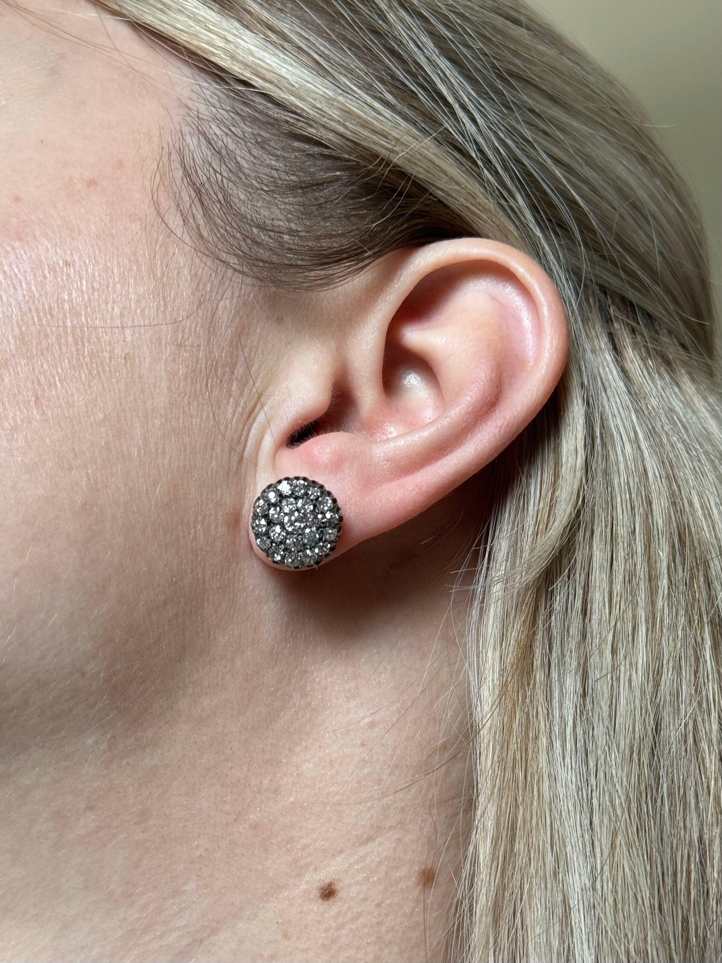 De las mujeres Pendientes de diamantes Silver Gold Old Mine