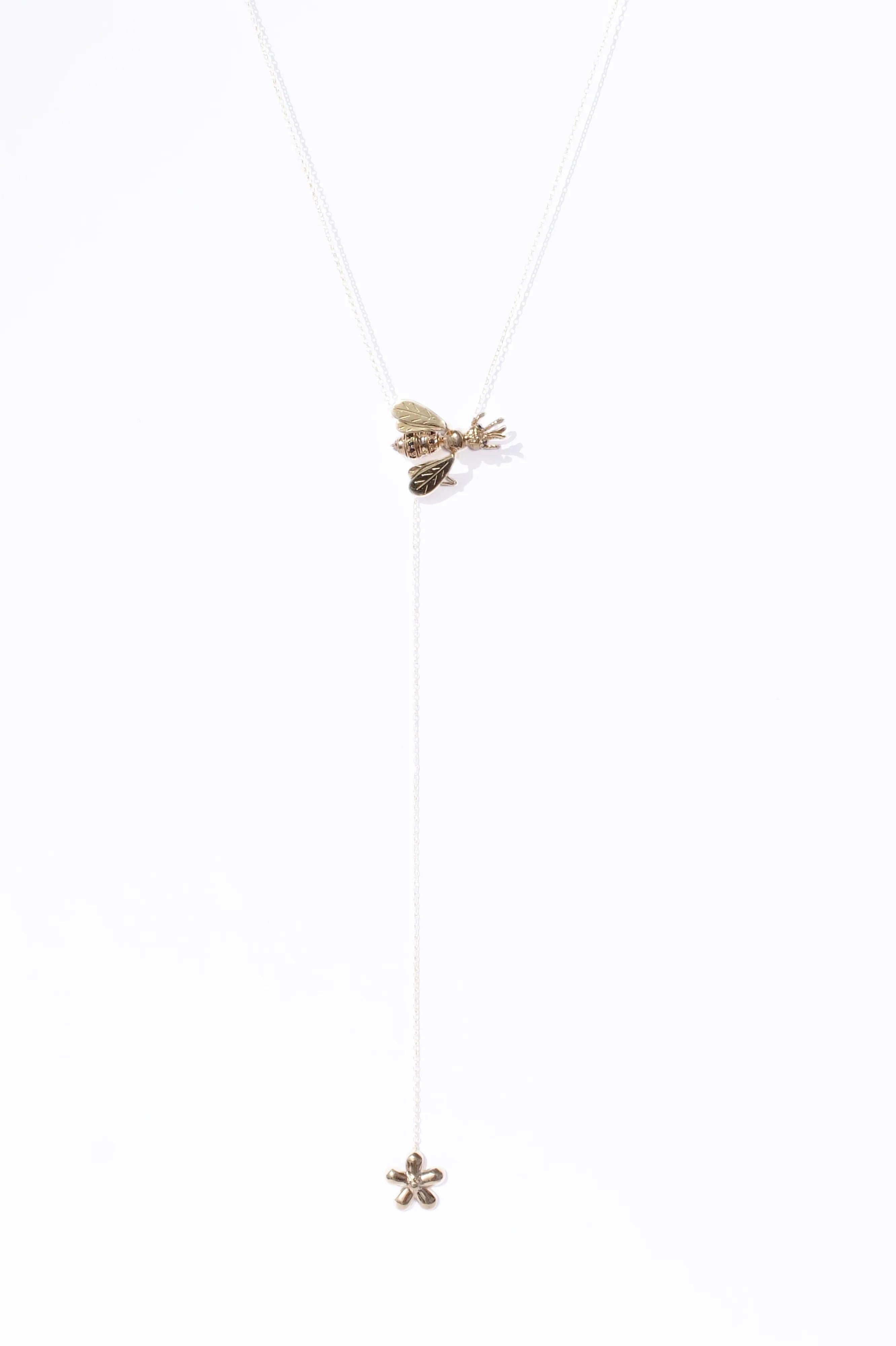 Women's or Men's Silver gold plated bee necklace