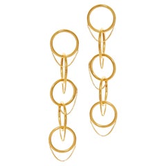 Silver Gold Plated Earrings Box Chain Hoops Long Handmade Greek Jewelry