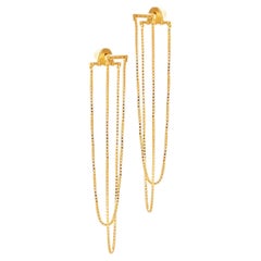 Silver Gold Plated Earrings Box Chain long Handmade Greek Jewelry