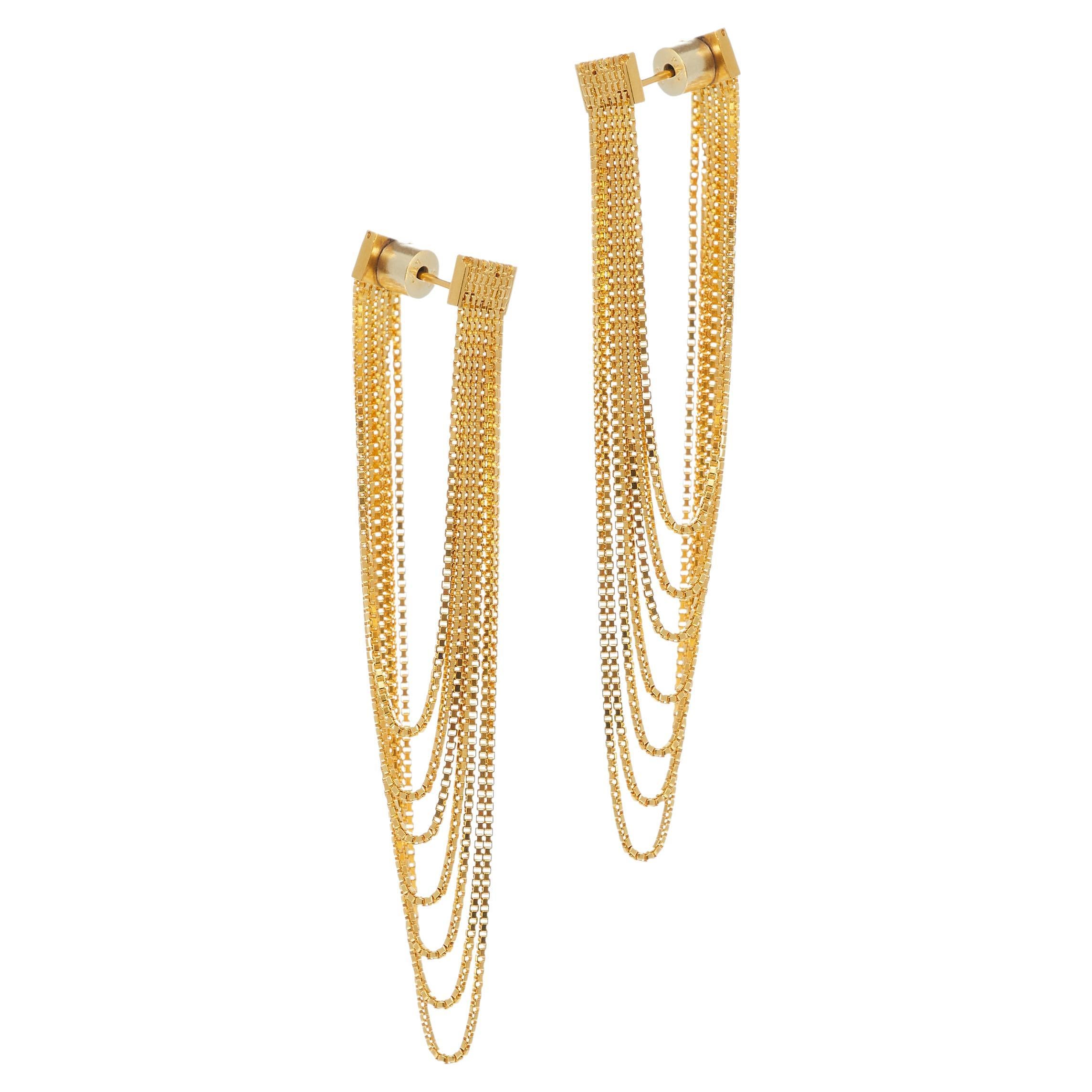 Silver Gold plated braided earrings long handmade greek jewelry For Sale at 1stDibs